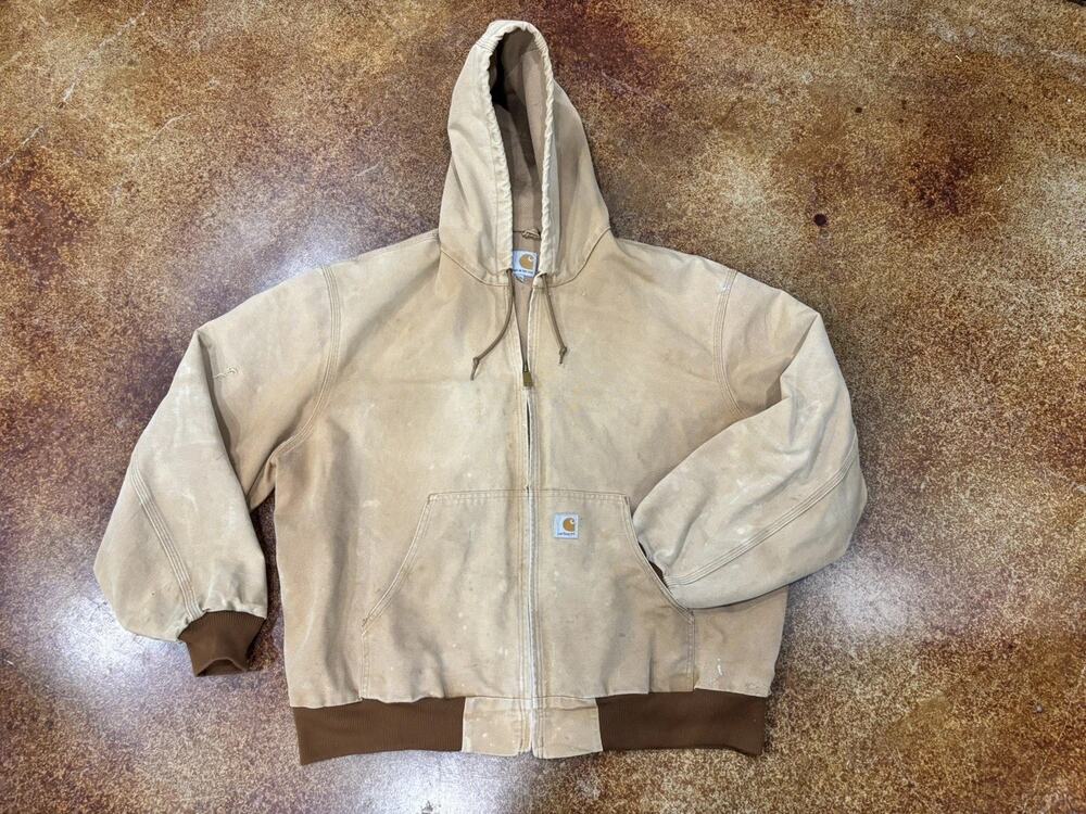 Carhartt J131 BRN Duck Active Jacket USA Made Men’s 2XL Faded Tan